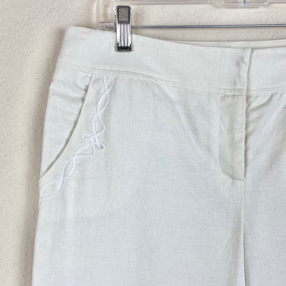 Lillie Rubin Pants Linen Embroidered Cropped - Picture 4 of 9